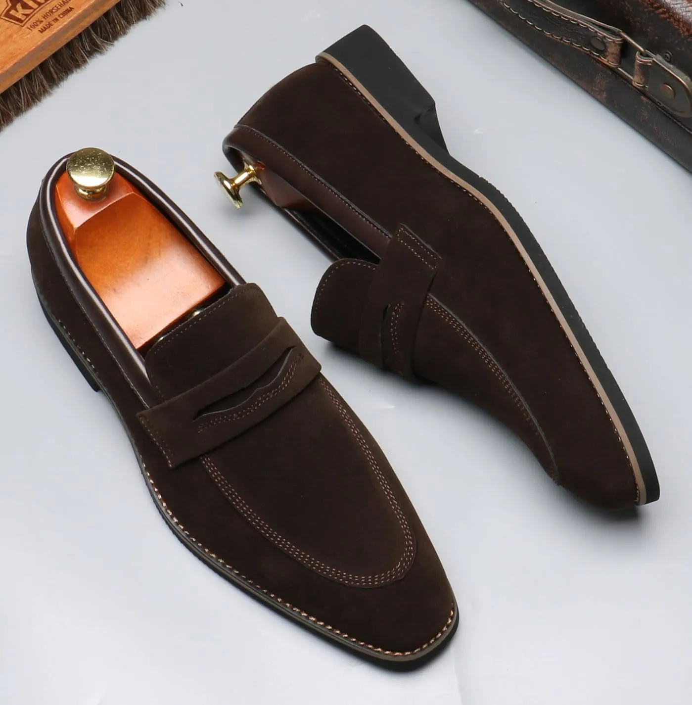 Santimon Mens Loafers Formal Dress Slip On Casual Shoes Wedding for Men Prom Suede Penny Loafers Comfortable Wedding BusinessTuxedo Moccasins