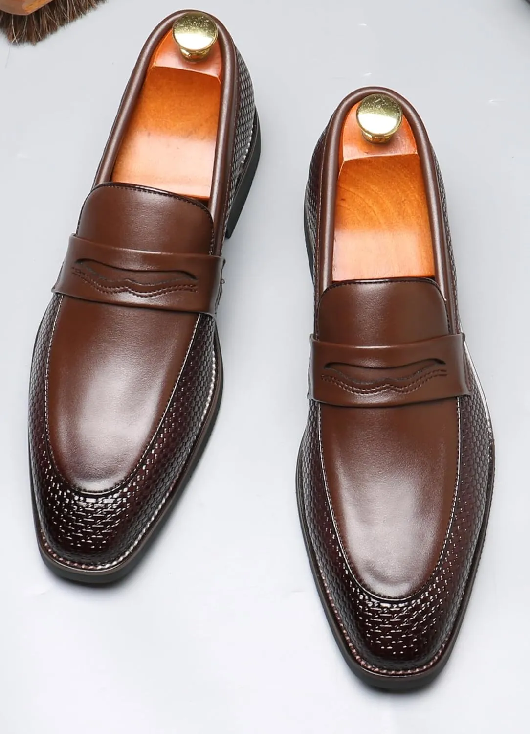 Santimon Mens Loafers Formal Dress Slip On Casual Shoes Wedding for Men Prom Suede Penny Loafers Comfortable Wedding BusinessTuxedo Moccasins
