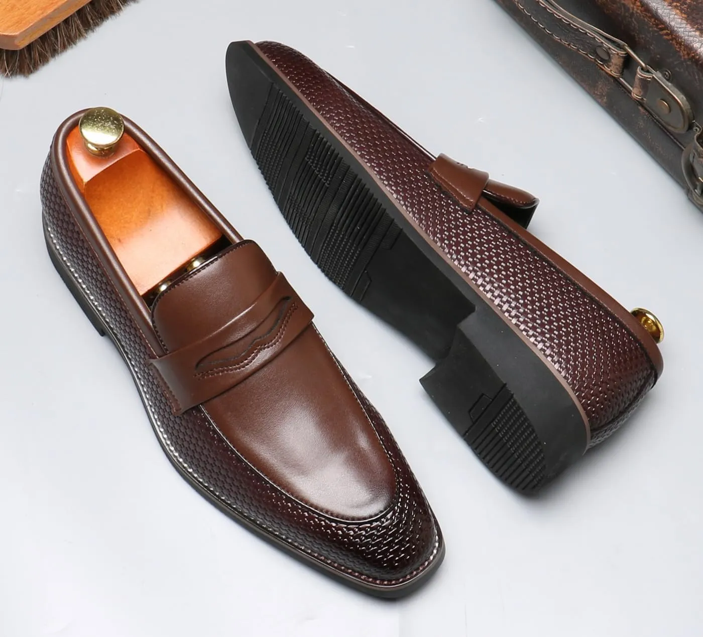 Santimon Mens Loafers Formal Dress Slip On Casual Shoes Wedding for Men Prom Suede Penny Loafers Comfortable Wedding BusinessTuxedo Moccasins