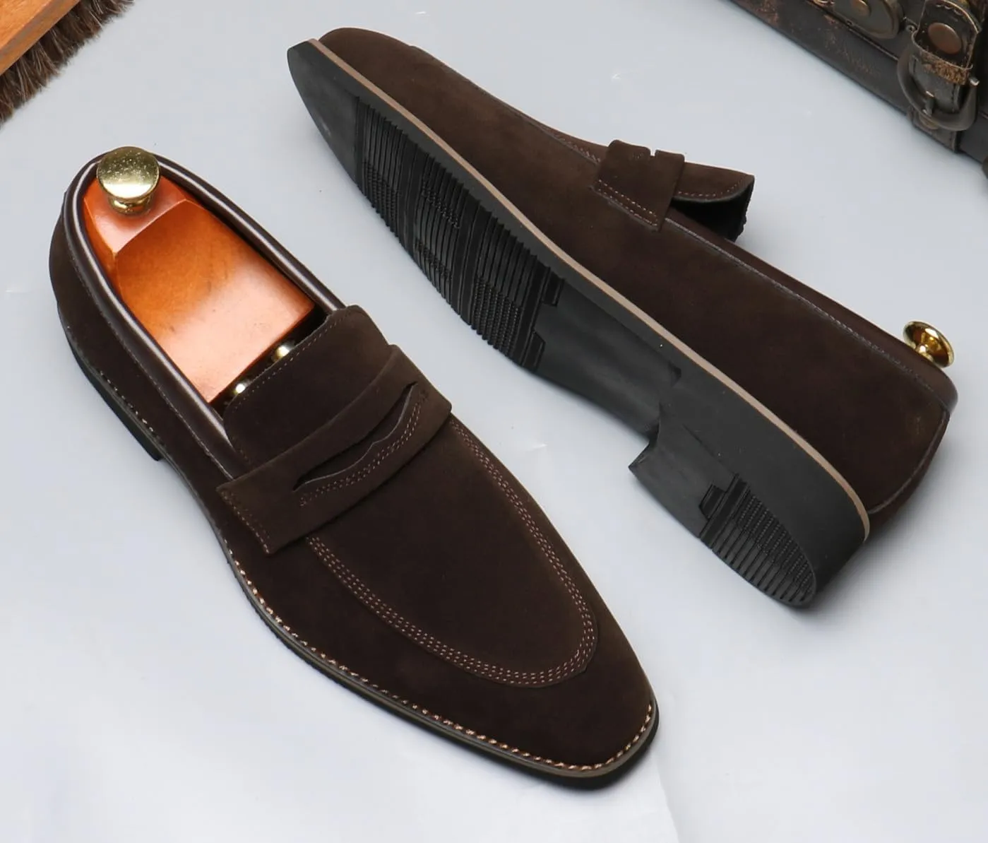 Santimon Mens Loafers Formal Dress Slip On Casual Shoes Wedding for Men Prom Suede Penny Loafers Comfortable Wedding BusinessTuxedo Moccasins