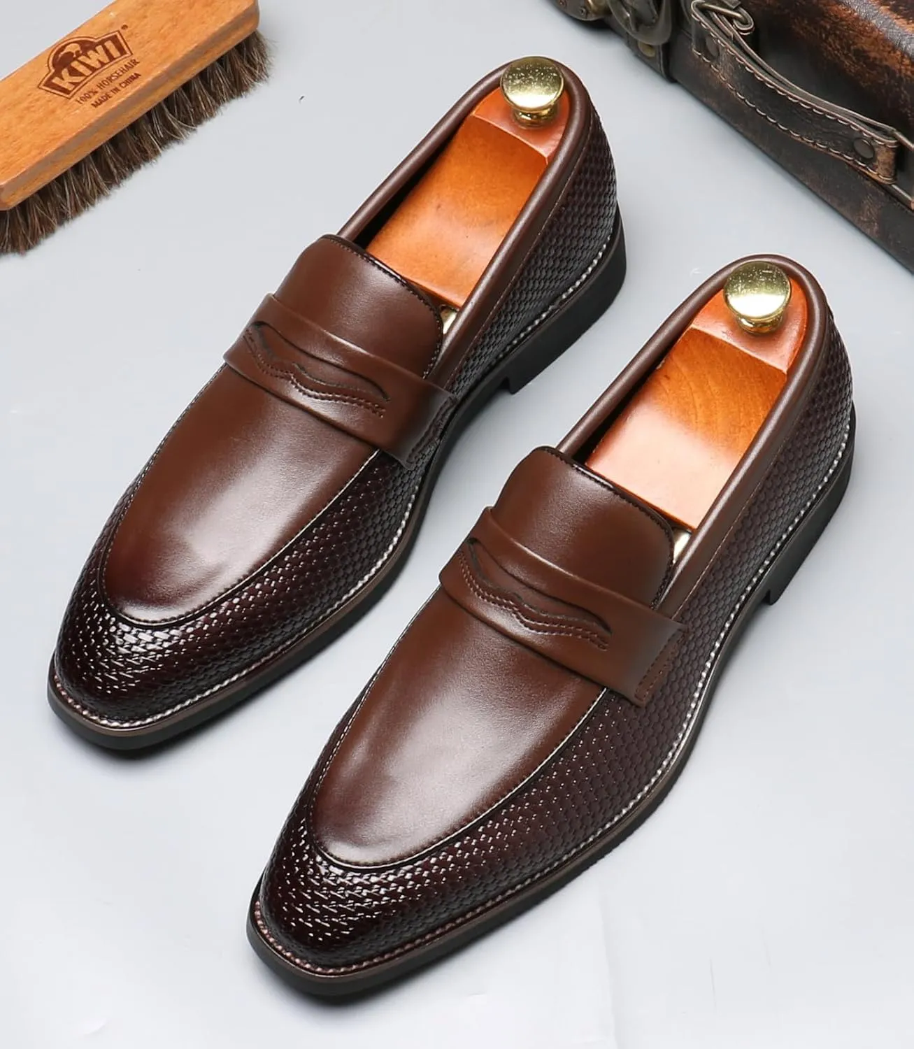 Santimon Mens Loafers Formal Dress Slip On Casual Shoes Wedding for Men Prom Suede Penny Loafers Comfortable Wedding BusinessTuxedo Moccasins