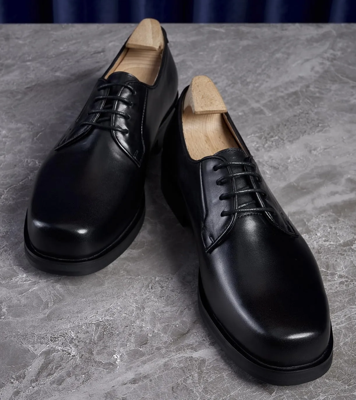 Santimon Men's Oxfords Black Formal Dress Leather Square Toe Dress Derby Shoes Business Casual Shoes for Men