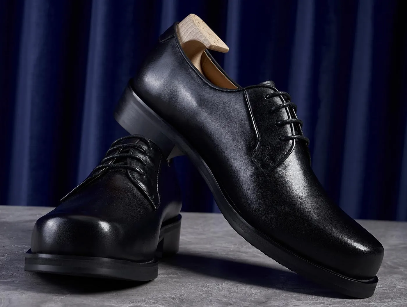 Santimon Men's Oxfords Black Formal Dress Leather Square Toe Dress Derby Shoes Business Casual Shoes for Men
