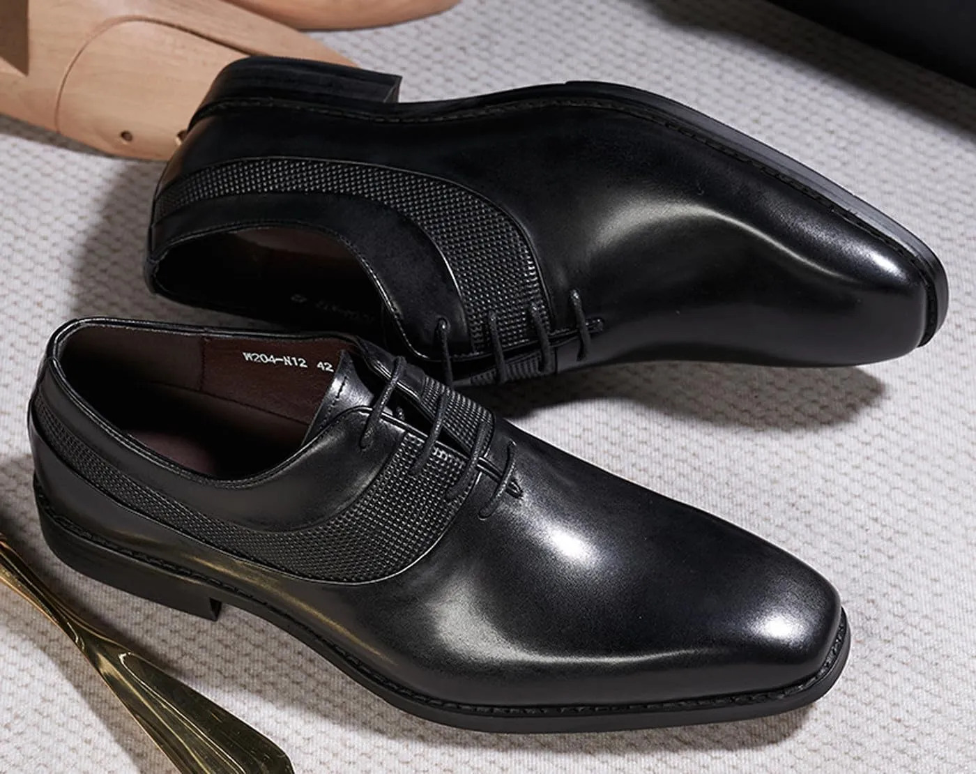 Santimon Men's Oxfords Formal Dress Genunie Leather Plain Toe Suit Shoes Men's Fashion Prom Wedding Business Causal Derby Comfortable Tuxedo Shoes for Men