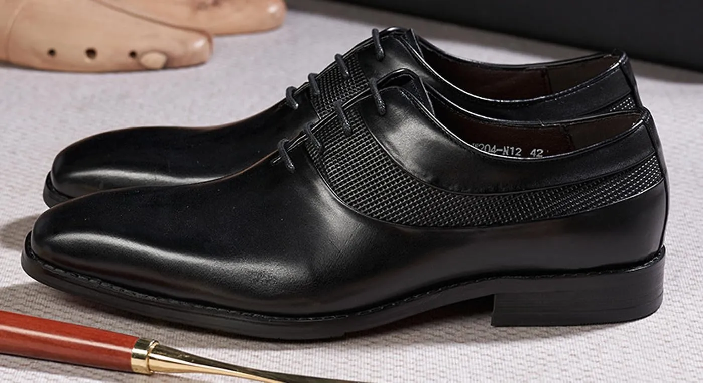 Santimon Men's Oxfords Formal Dress Genunie Leather Plain Toe Suit Shoes Men's Fashion Prom Wedding Business Causal Derby Comfortable Tuxedo Shoes for Men