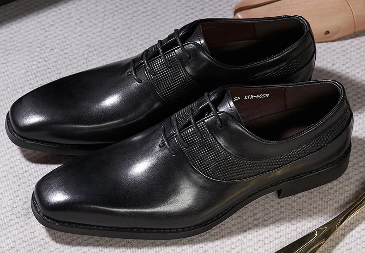 Santimon Men's Oxfords Formal Dress Genunie Leather Plain Toe Suit Shoes Men's Fashion Prom Wedding Business Causal Derby Comfortable Tuxedo Shoes for Men