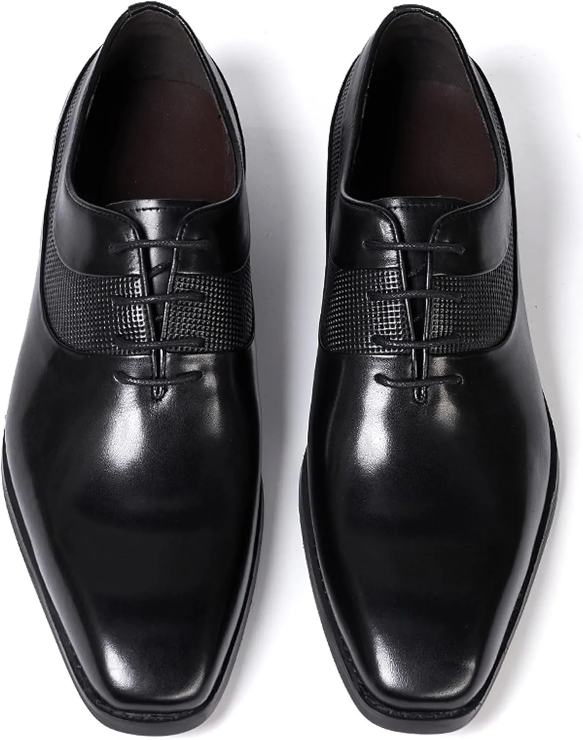 Santimon Men's Oxfords Formal Dress Genunie Leather Plain Toe Suit Shoes Men's Fashion Prom Wedding Business Causal Derby Comfortable Tuxedo Shoes for Men
