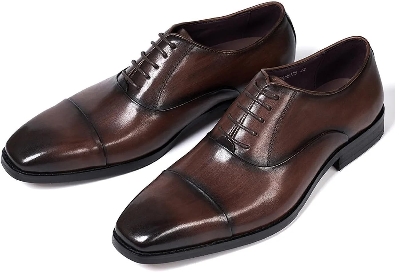 Santimon Mens Oxfords Formal Dress Suit Shoes Genunie Leather Cap Toe Modern Derby Men's Fashion Prom Wedding Business Causal Comfortable Tuxedo Shoes for Men