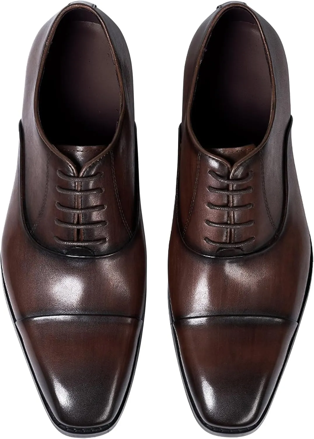 Santimon Mens Oxfords Formal Dress Suit Shoes Genunie Leather Cap Toe Modern Derby Men's Fashion Prom Wedding Business Causal Comfortable Tuxedo Shoes for Men