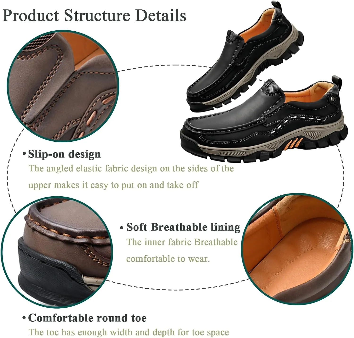 Slip On Waterproof Loafers for Men Soft Lightweight Driving Shoes, Men's Non Slip Business Casual Travel Work Shoes for Walking Travel Outdoor