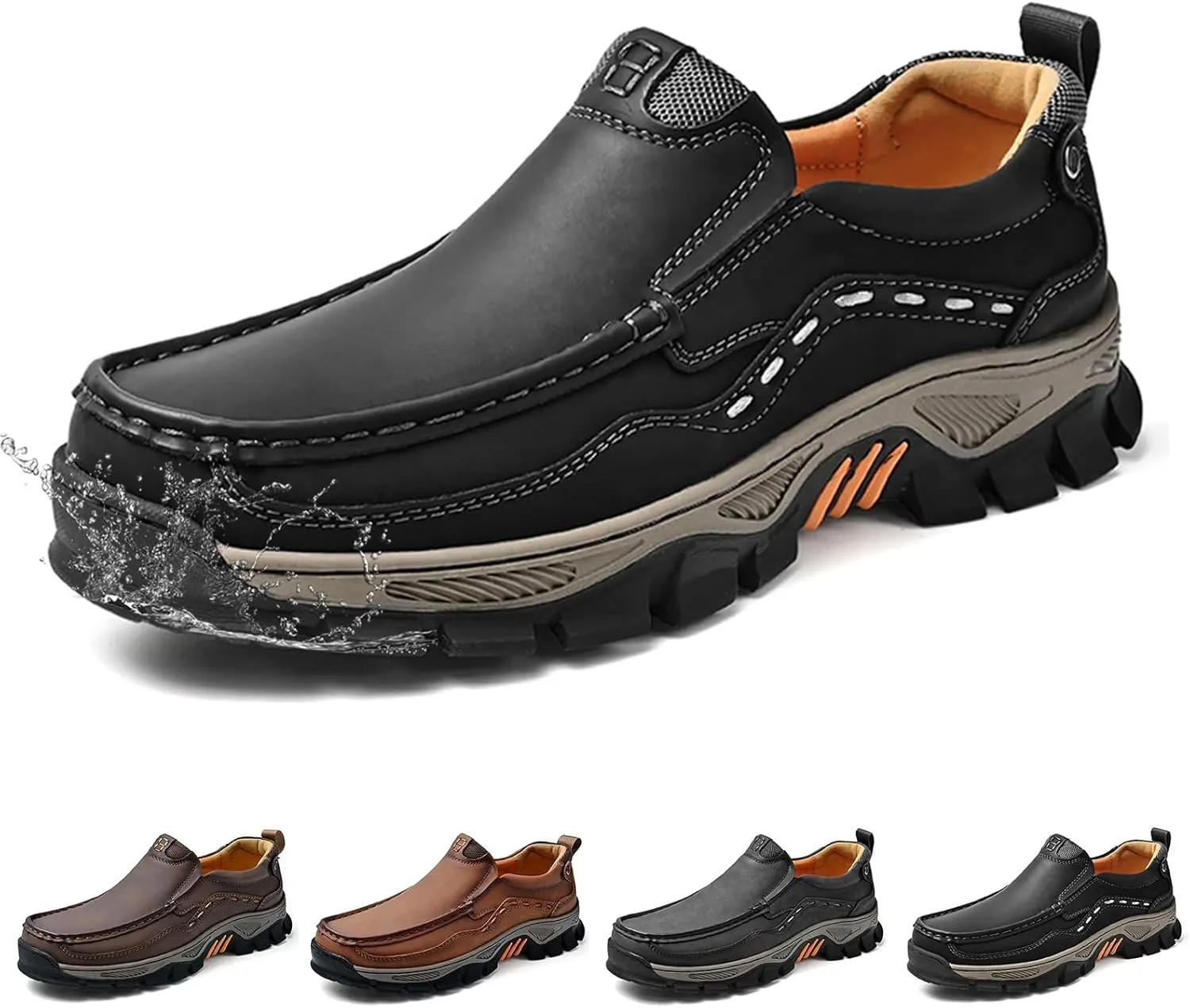 Slip On Waterproof Loafers for Men Soft Lightweight Driving Shoes, Men's Non Slip Business Casual Travel Work Shoes for Walking Travel Outdoor