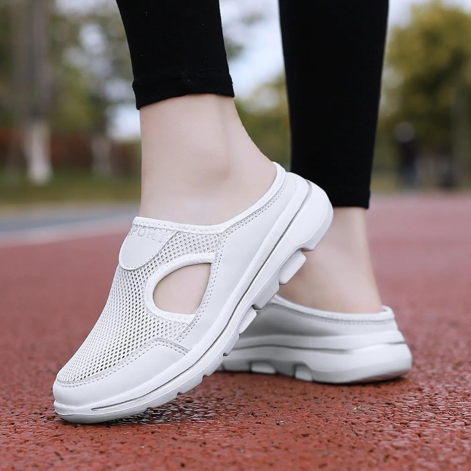 Sneakers for Women Breathable Mesh Walking Mules Shoes Lightweight Slip On Backless Comfort Wedge Platform Loafers