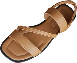 SuanlaTDS Women's Flat Sandals Dressy Summer Elastic Ankle Strap Slip-on Square Toe Slides Slippers 2025 Soft Beach Dress Bohemian Flats Comfortable Flip Flops Low Heel Elegant Party Sandal