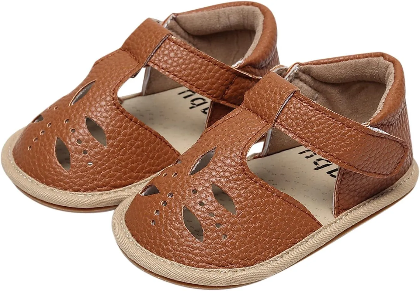Summer Out Single for 3-24M Walkers Sandals Girls Hollow Shoes Boys Infant Flat Toddler Babies (Brown, 18-24 Months)