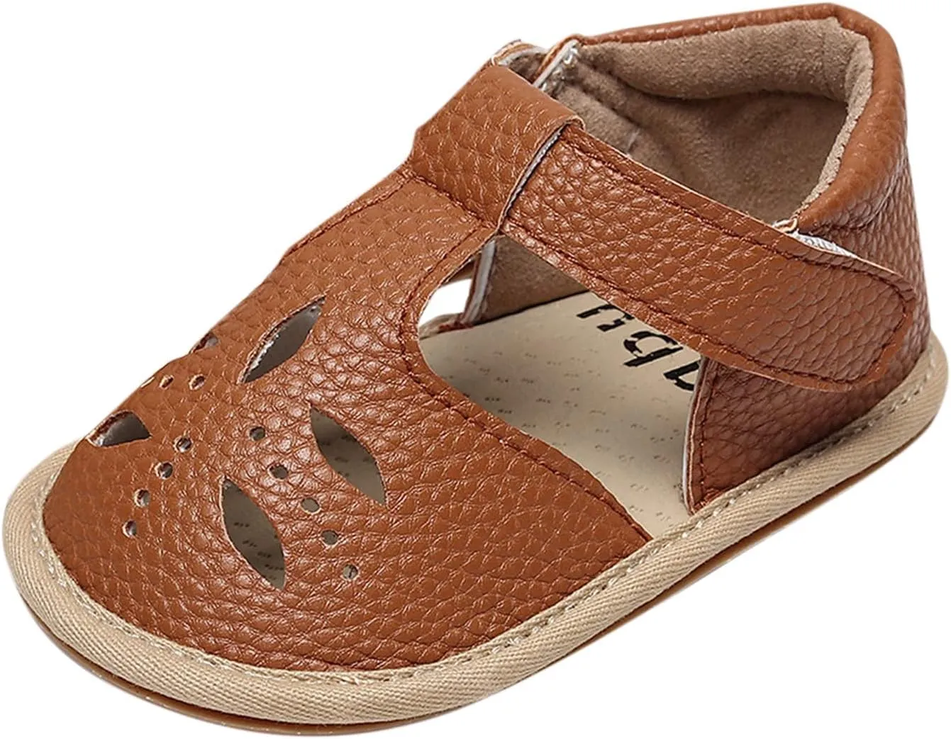 Summer Out Single for 3-24M Walkers Sandals Girls Hollow Shoes Boys Infant Flat Toddler Babies (Brown, 18-24 Months)