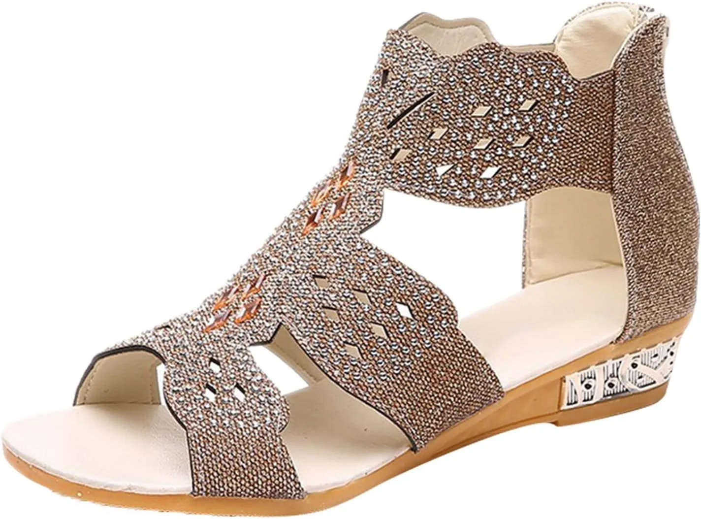 Summer Sandals for Women, Sandals for Women Dressy Boho Sandals Casual Sandals Low Wedges Peep Toe Wrapp Sandals
