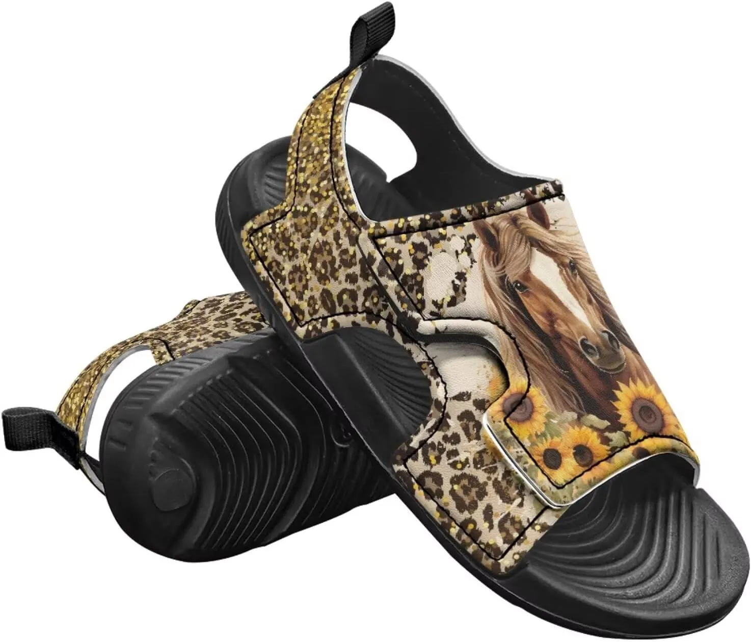 Sunflower Cow Sandals Boys Sport Athletic Hiking Sandals Lightweight Open Toe Summer Beach Water Shoes for Toddler Kids