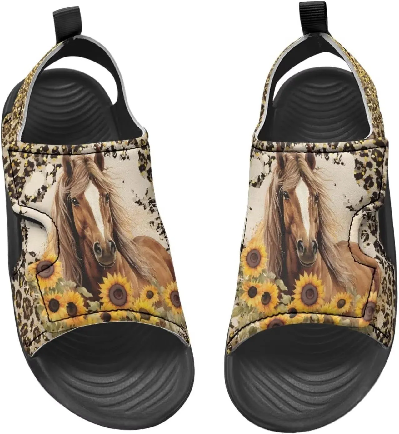 Sunflower Cow Sandals Boys Sport Athletic Hiking Sandals Lightweight Open Toe Summer Beach Water Shoes for Toddler Kids