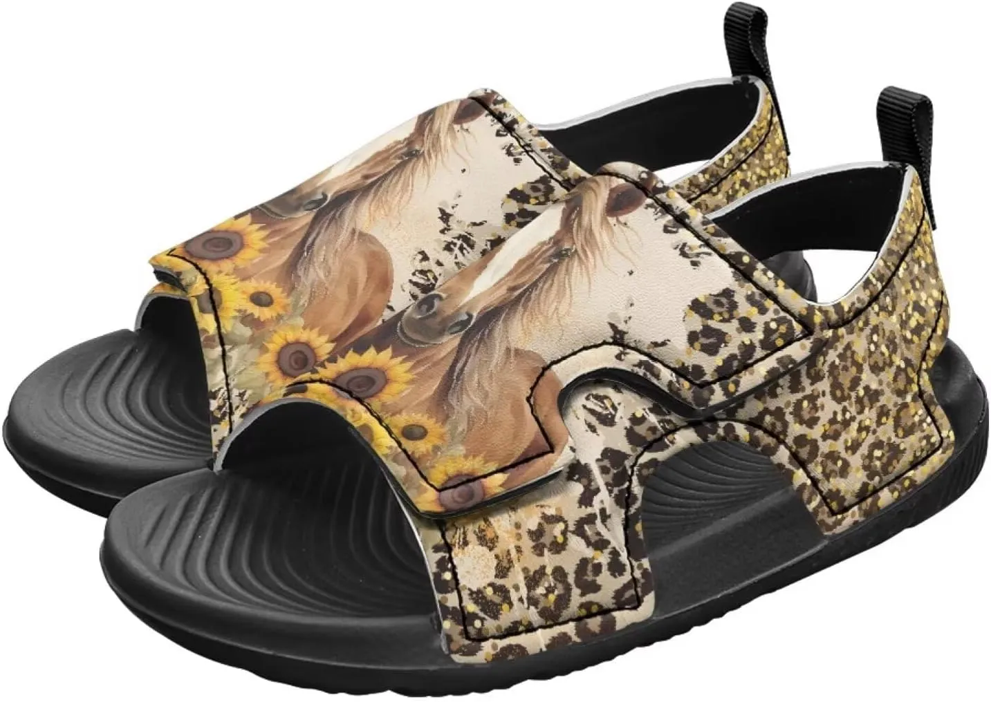 Sunflower Cow Sandals Boys Sport Athletic Hiking Sandals Lightweight Open Toe Summer Beach Water Shoes for Toddler Kids