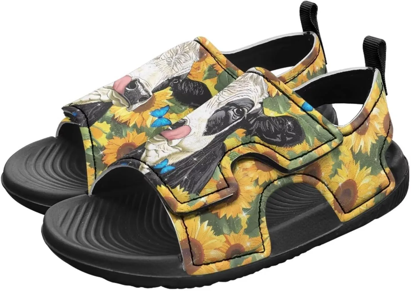 Sunflower Cow Sandals Boys Sport Athletic Hiking Sandals Lightweight Open Toe Summer Beach Water Shoes for Toddler Kids