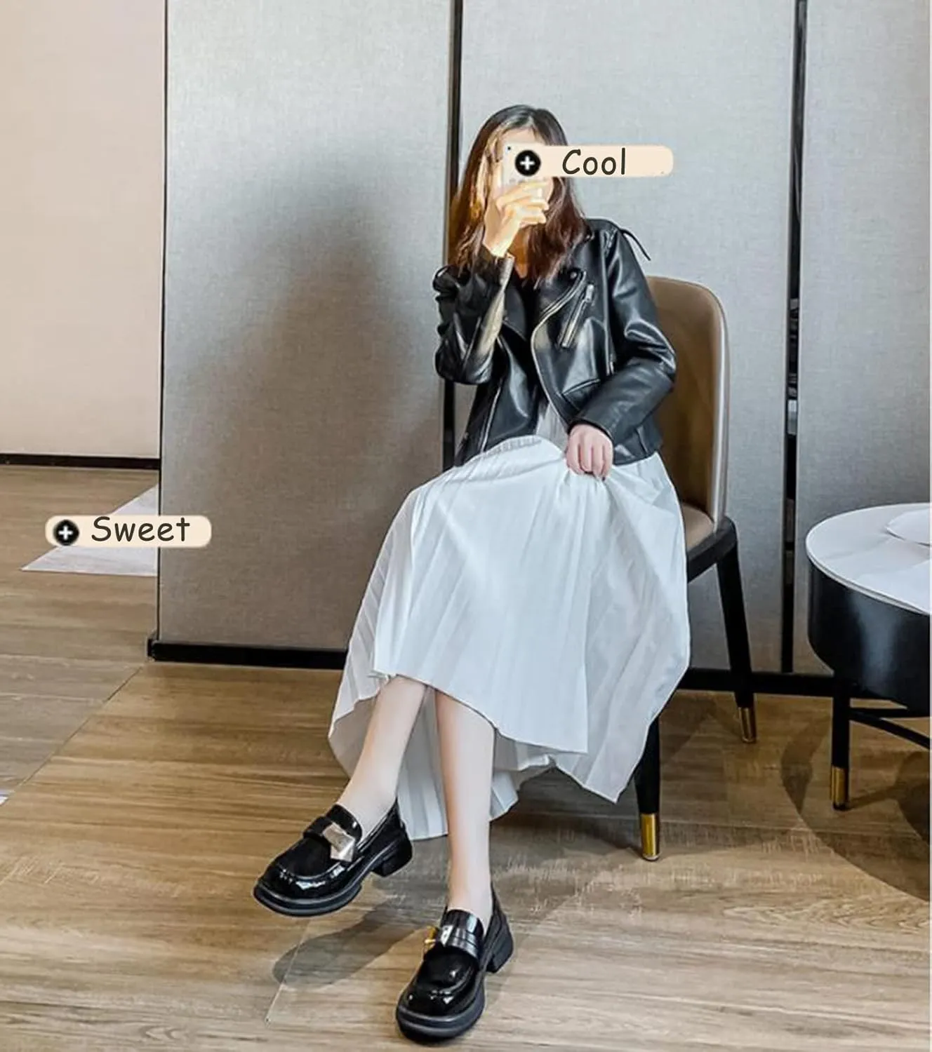TNXZ Girl's Patent Leather Penny Loafers Fashion Platform Chunky Shoes Matched with Dresses, Shorts, Long Skirts and Pants