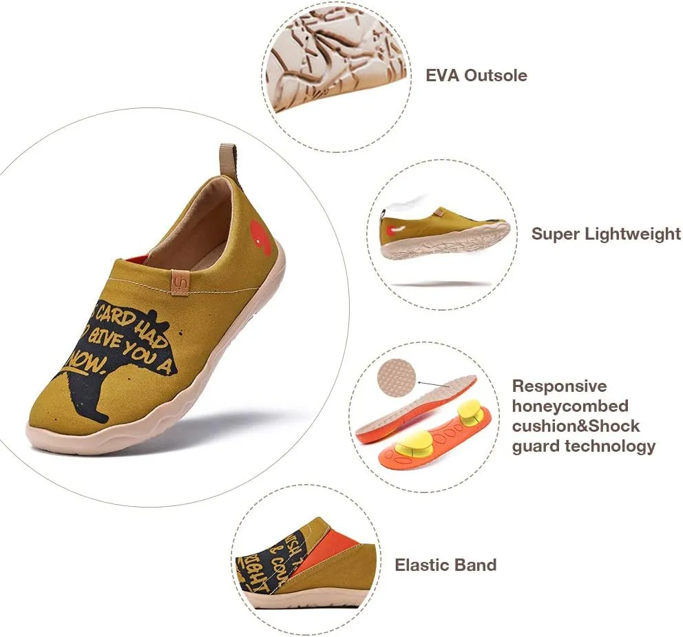 UIN Men's Slip Ons Loafers Canvas Lightweight Sneakers Walking Casual Art Painted Travel Shoes Hug Right Now