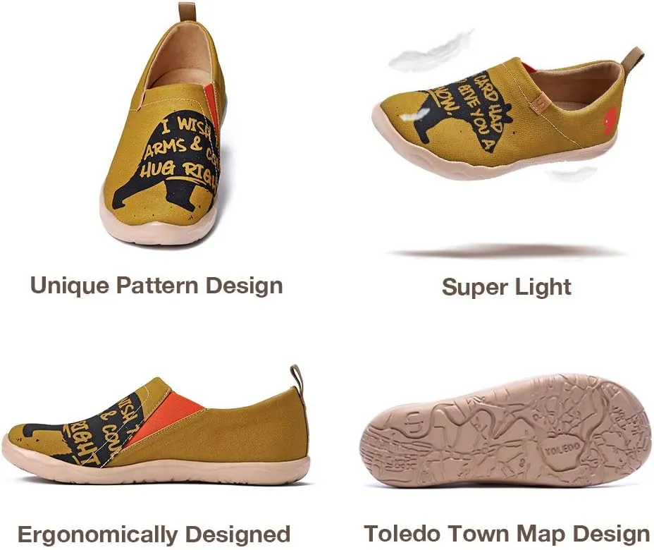 UIN Men's Slip Ons Loafers Canvas Lightweight Sneakers Walking Casual Art Painted Travel Shoes Hug Right Now