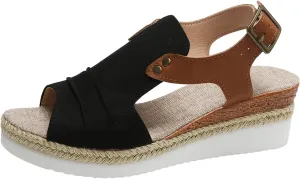 UOQAPRE Sandals for Women Platform Wedge Open Toe Low Heel Beach Womens Sandals Flats Heel Ankle Chelsea Dress Shoes