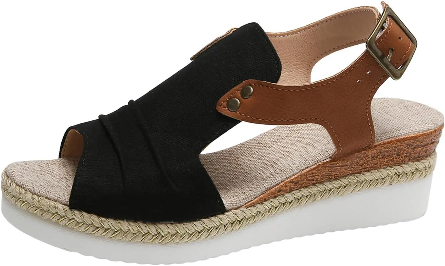 UOQAPRE Sandals for Women Platform Wedge Open Toe Low Heel Beach Womens Sandals Flats Heel Ankle Chelsea Dress Shoes