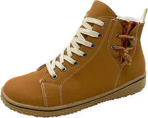 Vintage High Top Sneakers for Women Flat Heeled Ankle Boots Side Zipper Outdoor Lace-up Hiking Cross Country Shoes