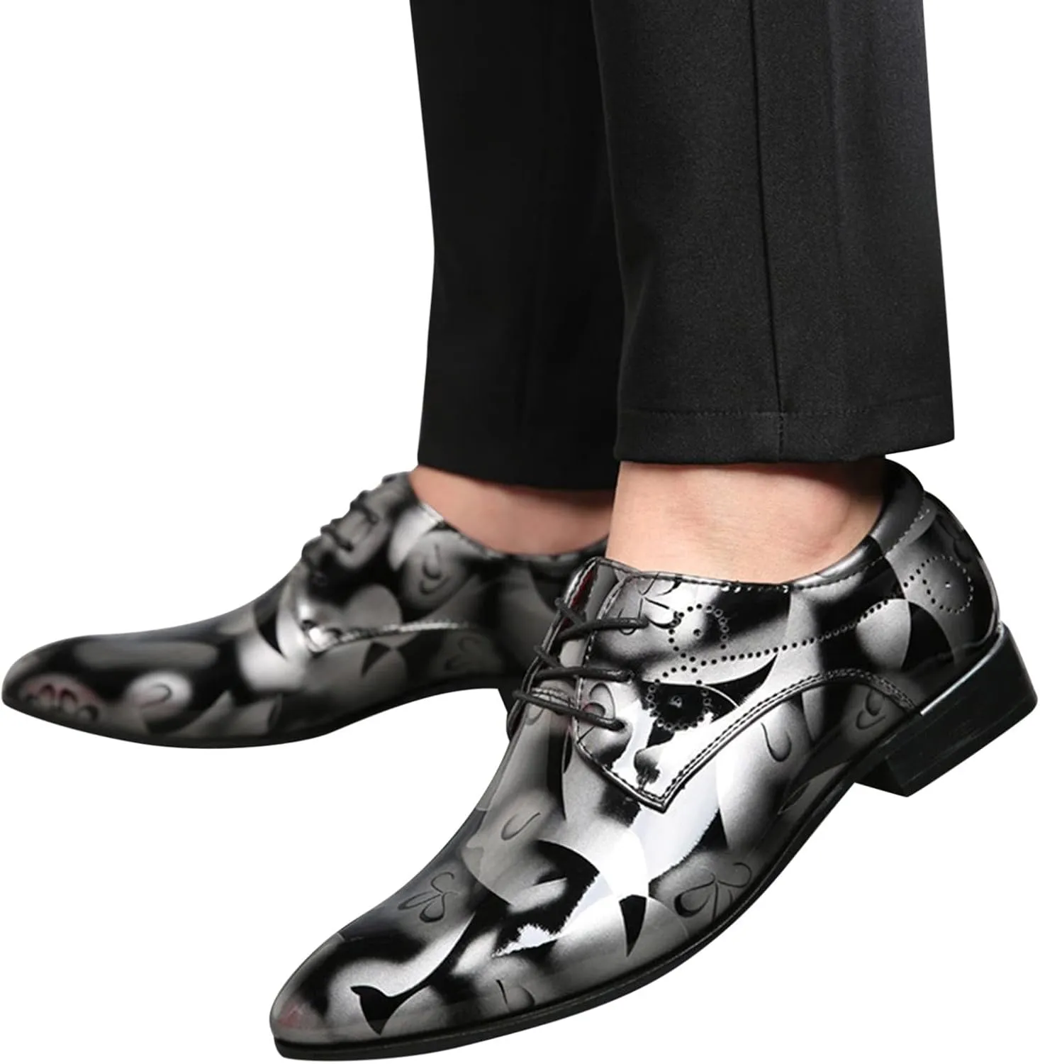 Vintage Shoes Men Leather Classical Style Shoes for Men Slip On PU Leather Low Rubber Sole Block Heel Work Double Monk Strap Leather Men's Shoes