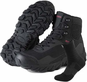 Waterproof Hiking Work Boots, Lightweight Men's Tactical Army Boots with Sports Socks Outdoor Casual Military Boots Breathable Military Combat Desert Boots