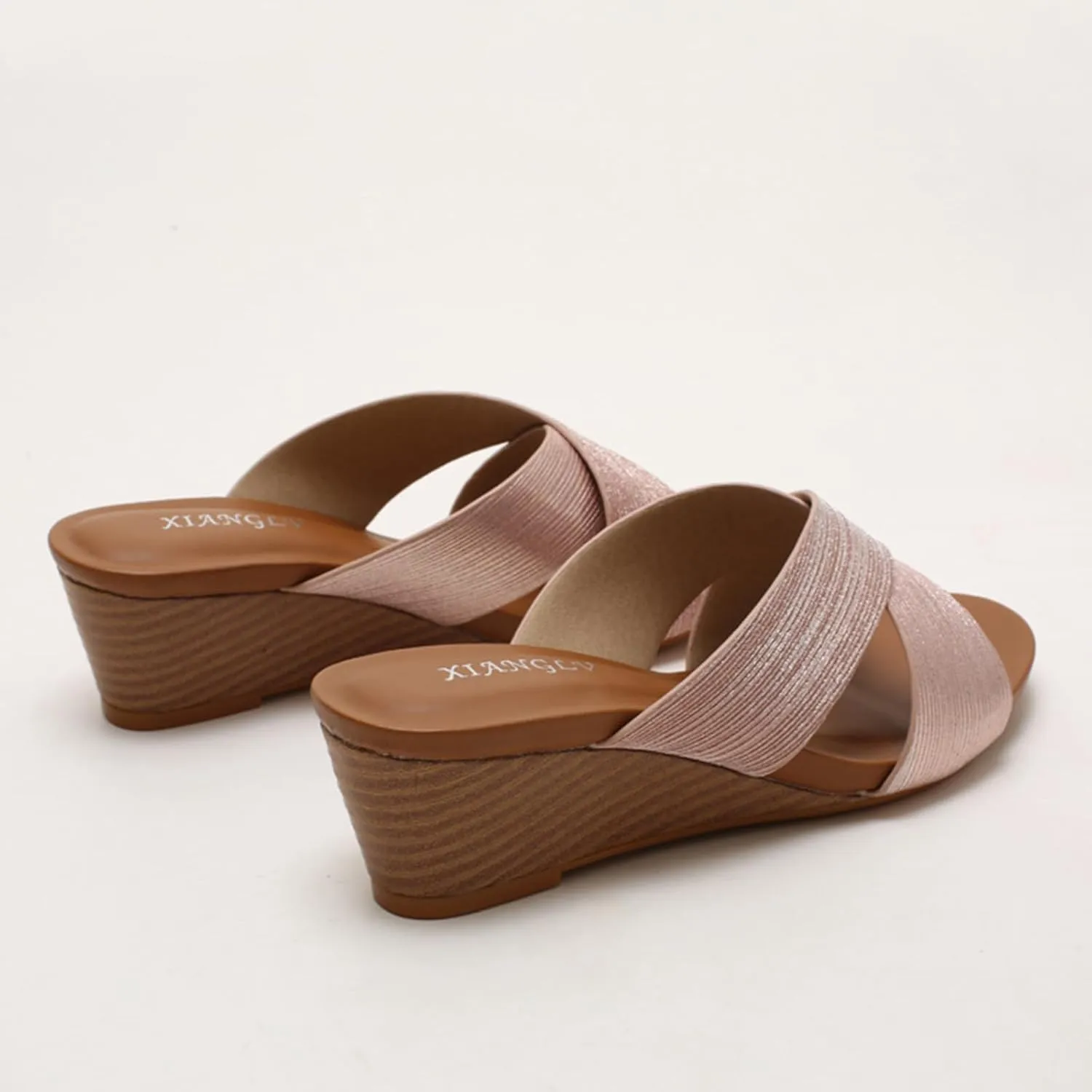Wedge Sandals for Women 2025 Comfortable Slip On Summer Sandals Wide Width Open Toe Wedges Mid Heels Walking Slippers Bohemian Beach Sandal Breathable Comfy Casual ShoesSlide Slippers