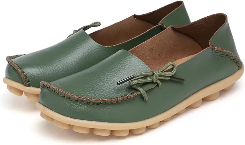 WERWAES Casual Womens Loafers Comfortable Leather Penny Flats Slip on Loafers Breathable Lightweight Driving Classic Moccasins Loafer Shoes for Womens