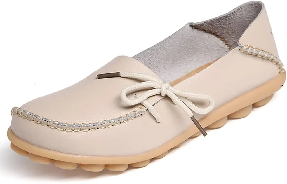 WERWAES Casual Womens Loafers Comfortable Leather Penny Flats Slip on Loafers Breathable Lightweight Driving Classic Moccasins Loafer Shoes for Womens