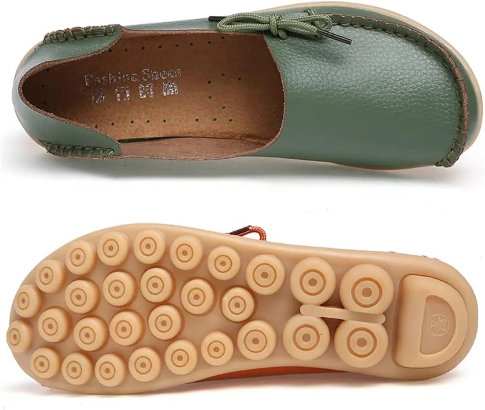 WERWAES Casual Womens Loafers Comfortable Leather Penny Flats Slip on Loafers Breathable Lightweight Driving Classic Moccasins Loafer Shoes for Womens