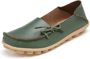 WERWAES Casual Womens Loafers Comfortable Leather Penny Flats Slip on Loafers Breathable Lightweight Driving Classic Moccasins Loafer Shoes for Womens