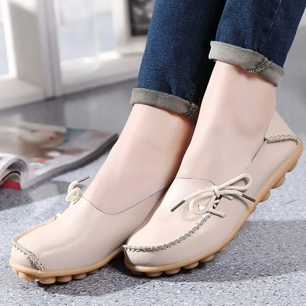 WERWAES Casual Womens Loafers Comfortable Leather Penny Flats Slip on Loafers Breathable Lightweight Driving Classic Moccasins Loafer Shoes for Womens