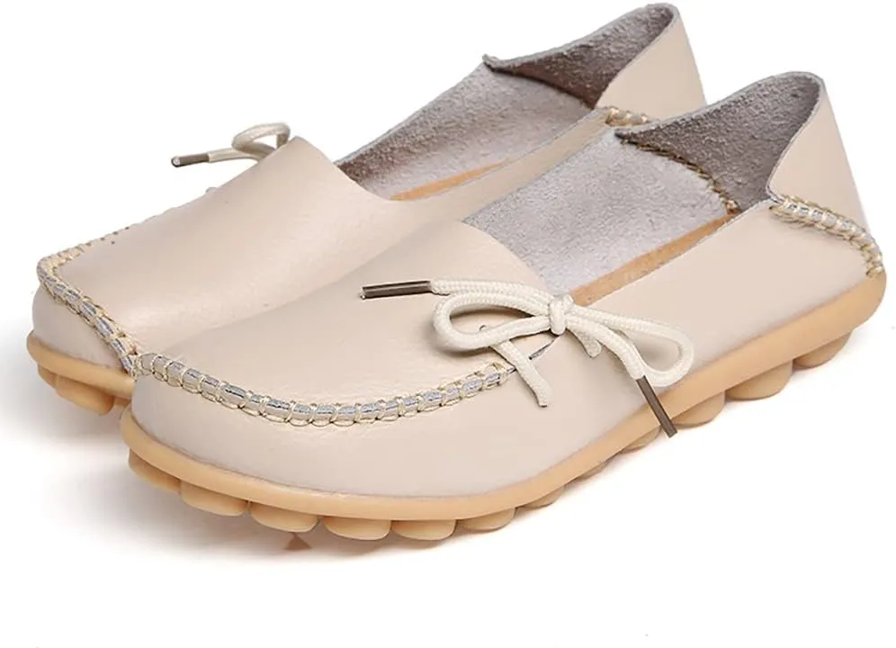 WERWAES Casual Womens Loafers Comfortable Leather Penny Flats Slip on Loafers Breathable Lightweight Driving Classic Moccasins Loafer Shoes for Womens