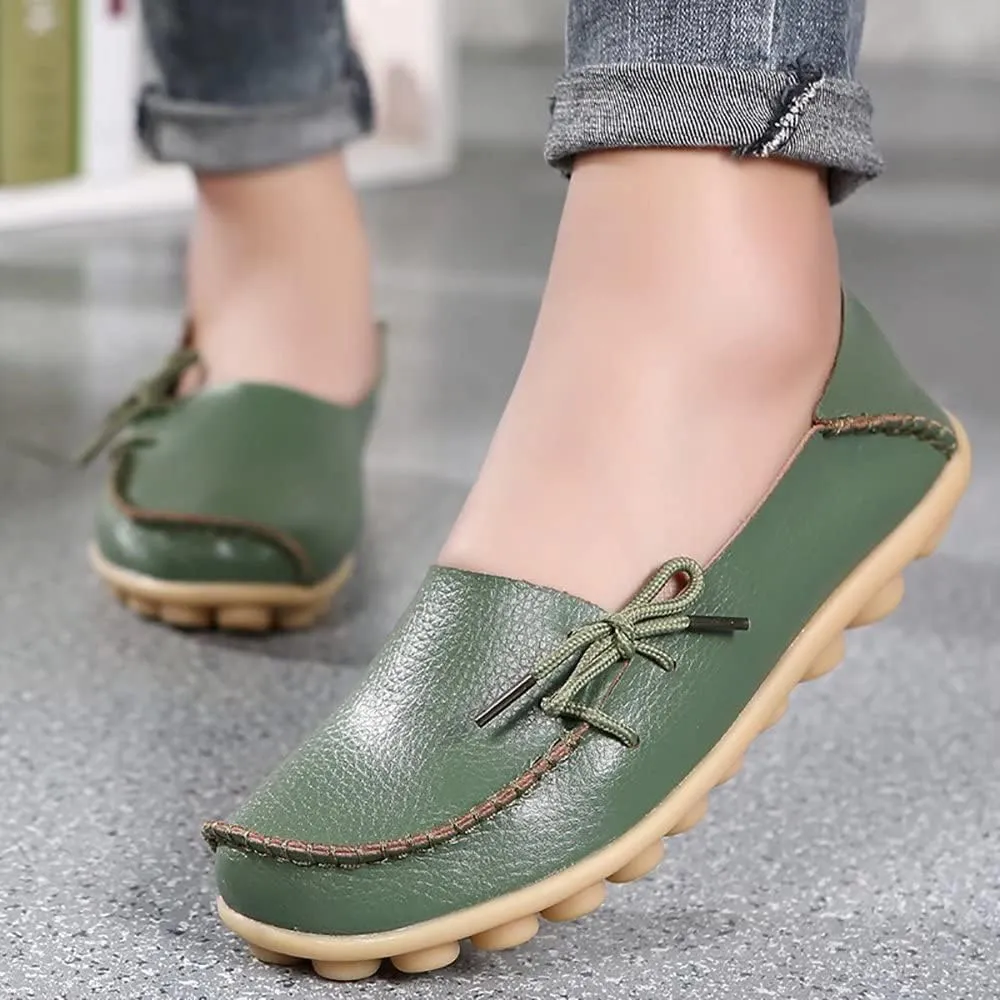 WERWAES Casual Womens Loafers Comfortable Leather Penny Flats Slip on Loafers Breathable Lightweight Driving Classic Moccasins Loafer Shoes for Womens