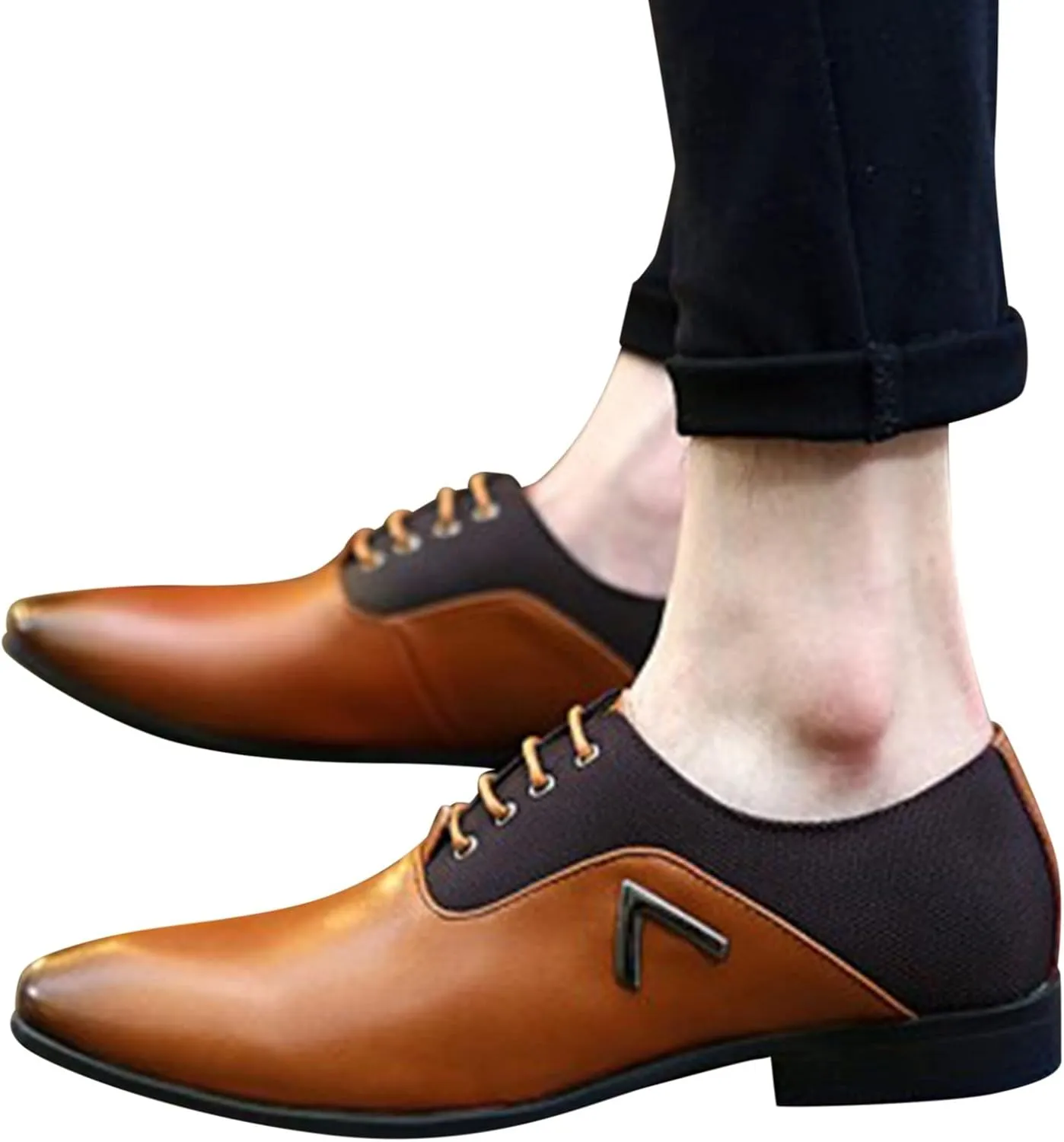 White Dress Shoes for Men Wide Width Classical Style Leather Shoes for Men Slip On PU Leather Low Rubber Sole Block Heel Work White Business Casual Shoes Men