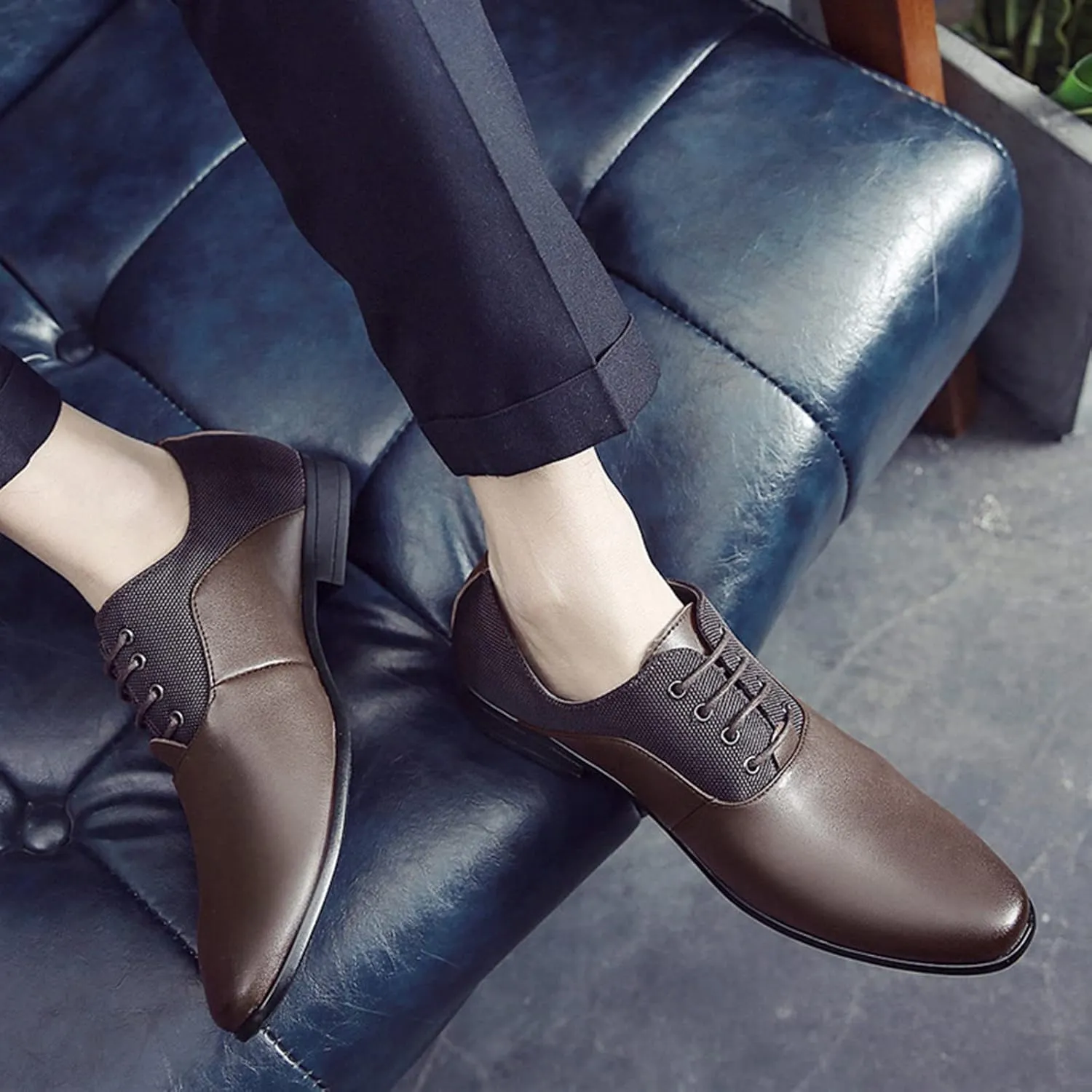 White Dress Shoes for Men Wide Width Classical Style Leather Shoes for Men Slip On PU Leather Low Rubber Sole Block Heel Work White Business Casual Shoes Men