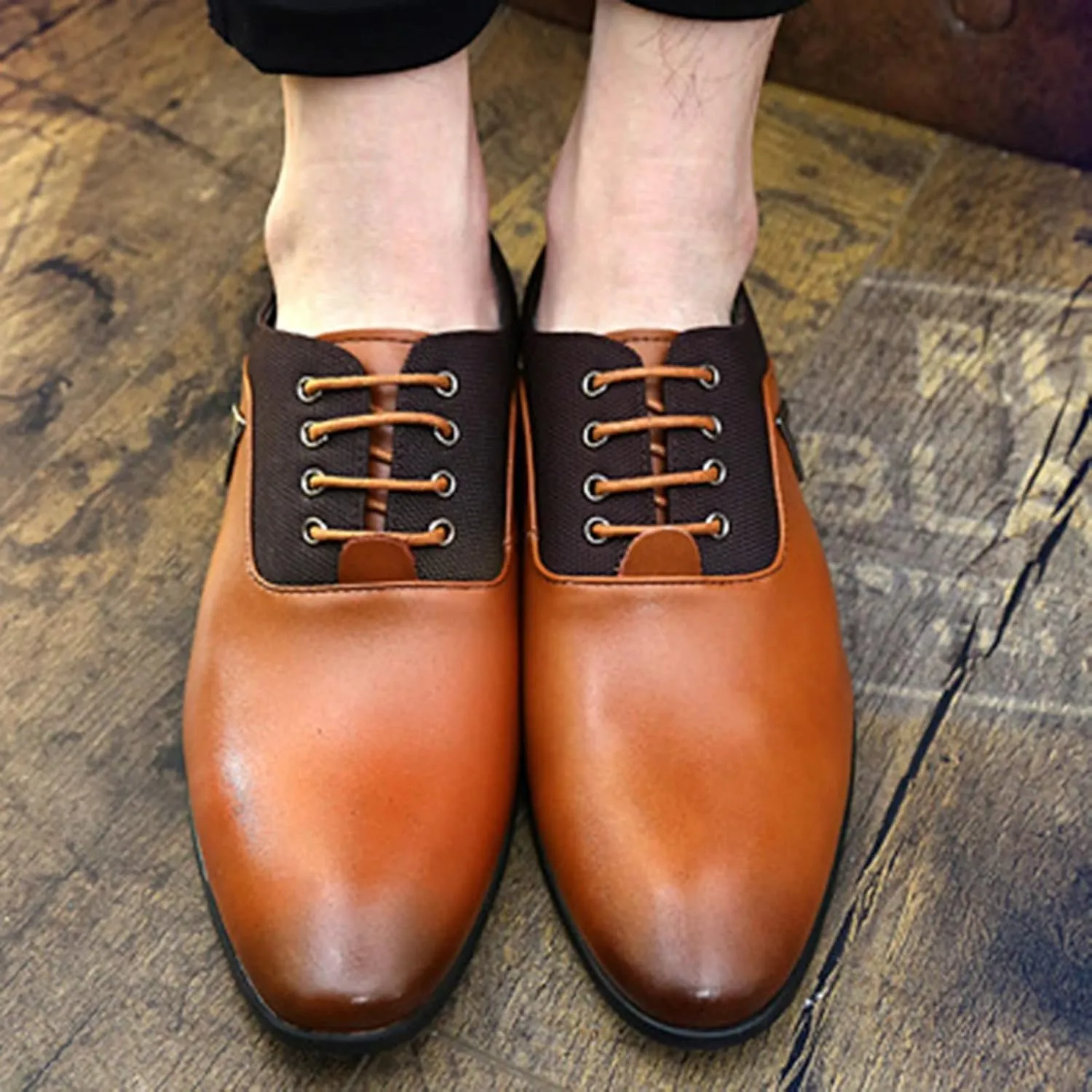 White Dress Shoes for Men Wide Width Classical Style Leather Shoes for Men Slip On PU Leather Low Rubber Sole Block Heel Work White Business Casual Shoes Men