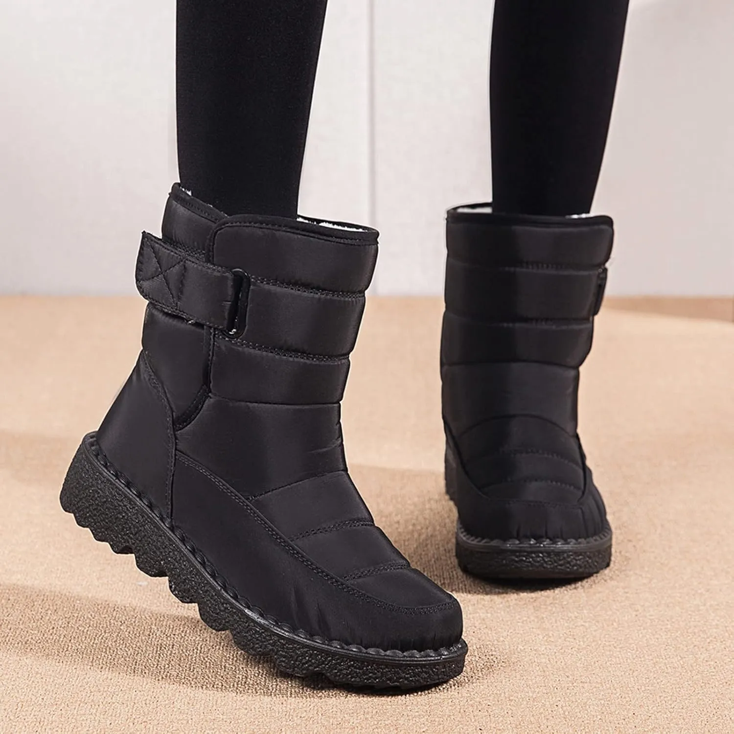 Winter Boots for Women Snow Boots for Women Warm Round Toe Thick Bottom Waterproof Mid Calf Boots for Women Comfy