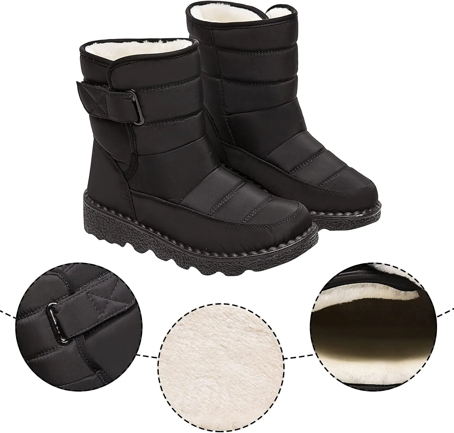Winter Boots for Women Snow Boots for Women Warm Round Toe Thick Bottom Waterproof Mid Calf Boots for Women Comfy