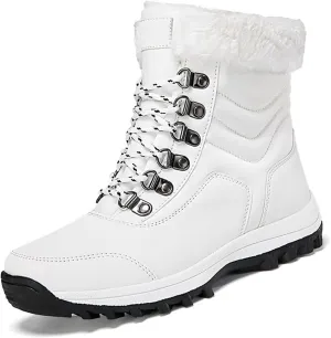 Winter Boots for Women Waterproof,Fashion High Top Keep Warm Winter Hiking Boots,Outdoor Comfortable Fur Lined Snow Boots for Women,Rubber Sole