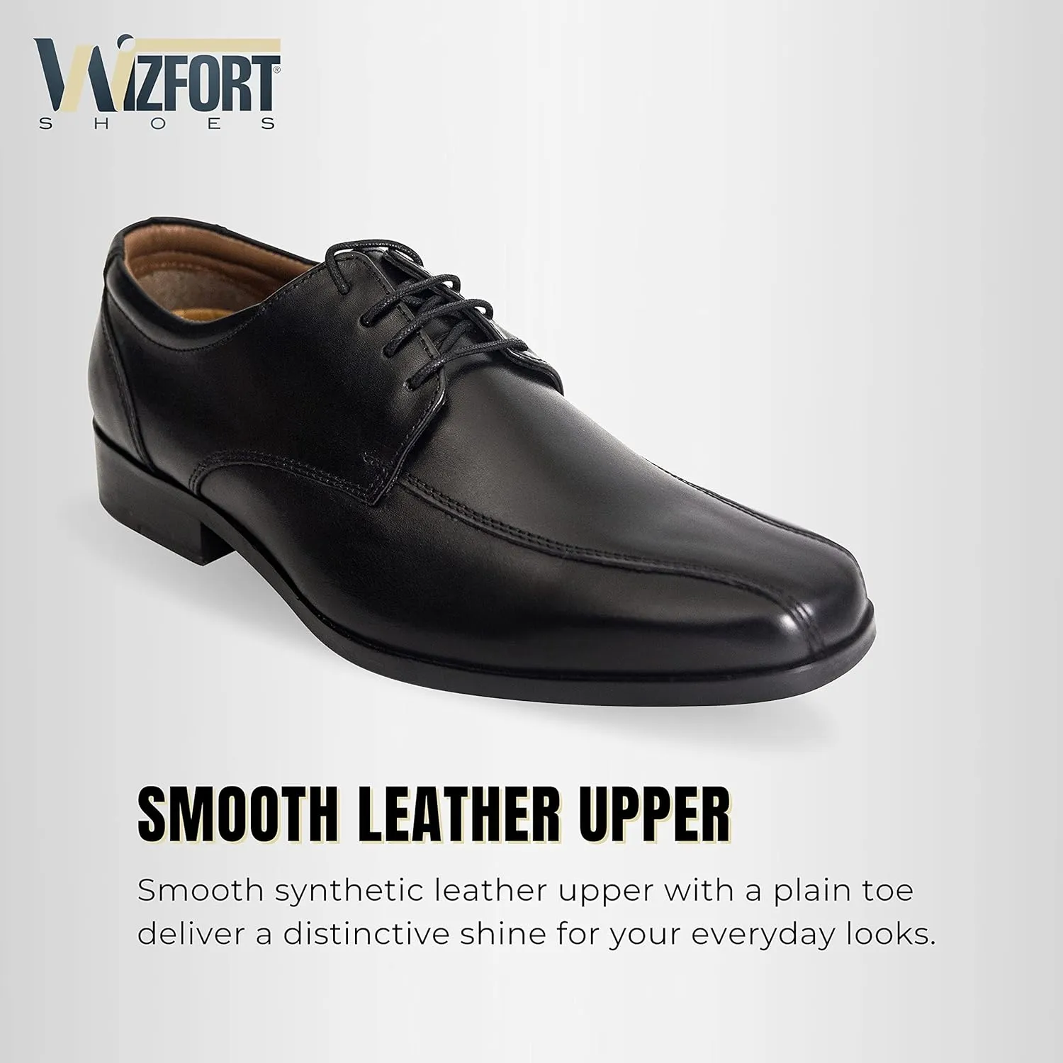 Wizfort Black Leather Lace Up Oxford Shoes for Men │Lace Up for Easy On & Off Men's Oxfords │Versatile, Durable & Stylish Mens Dress Shoes Loafers for Men│100% Leather Men's Loafers & Slip-ons