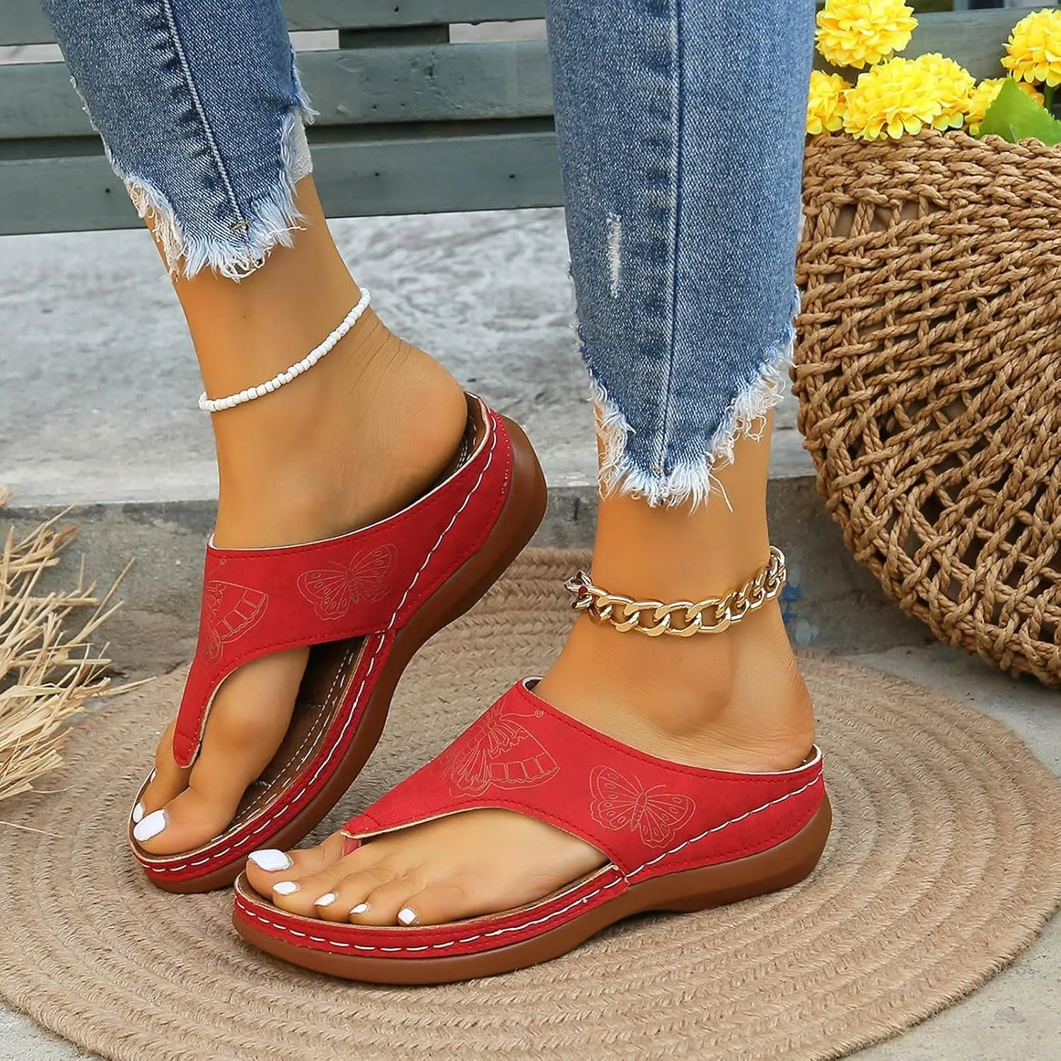 Women Flip Flops Women Summer Beach Casual Thong Sandals White Sandals Comfort Walking Summer Beach Thong Sandals