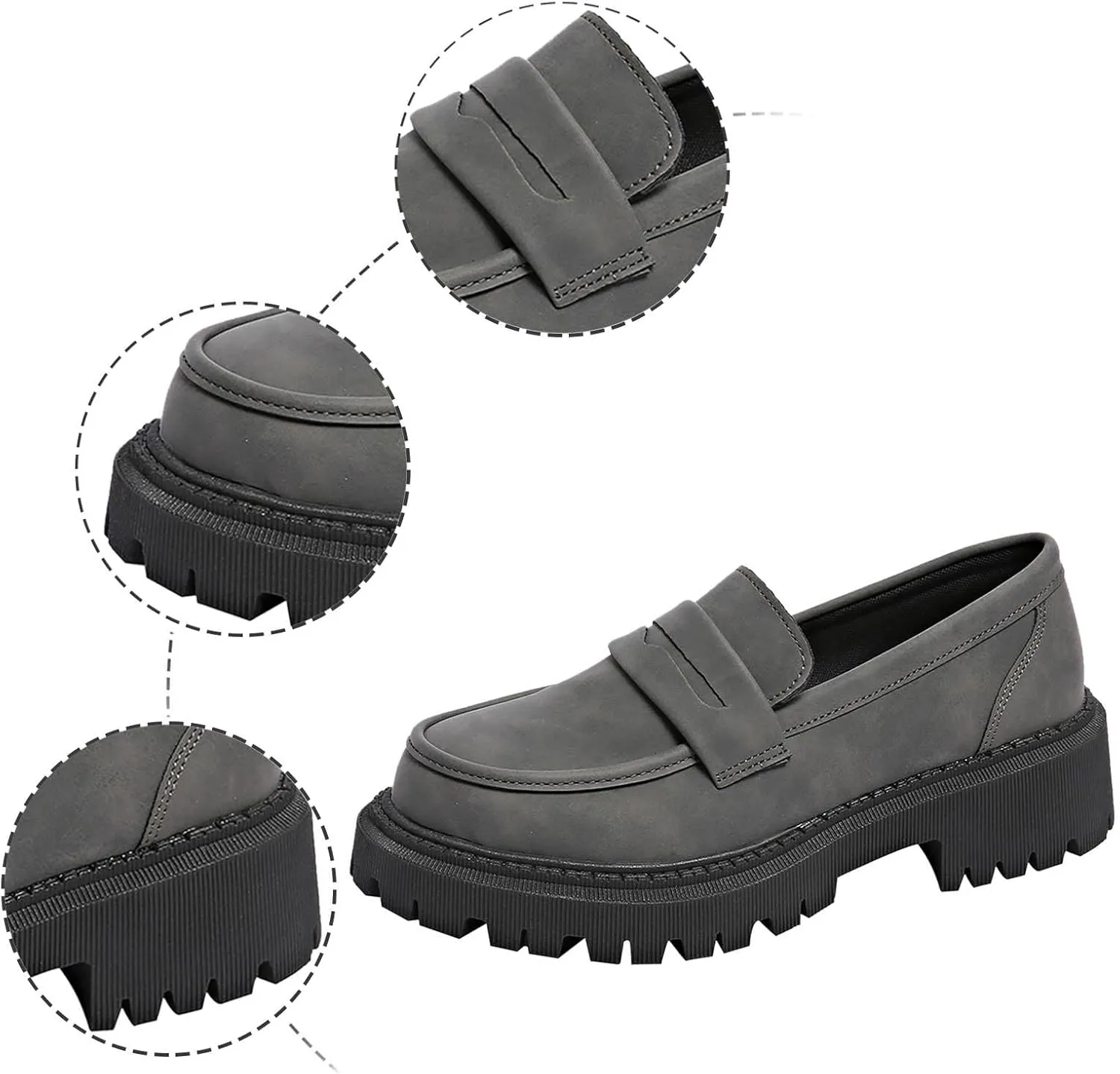 Women Loafers Shoes Comfortable Dress Shoes Platform Leather Shoes Chunky Penny Loafers Wide Oxford Loafers Work Shoe