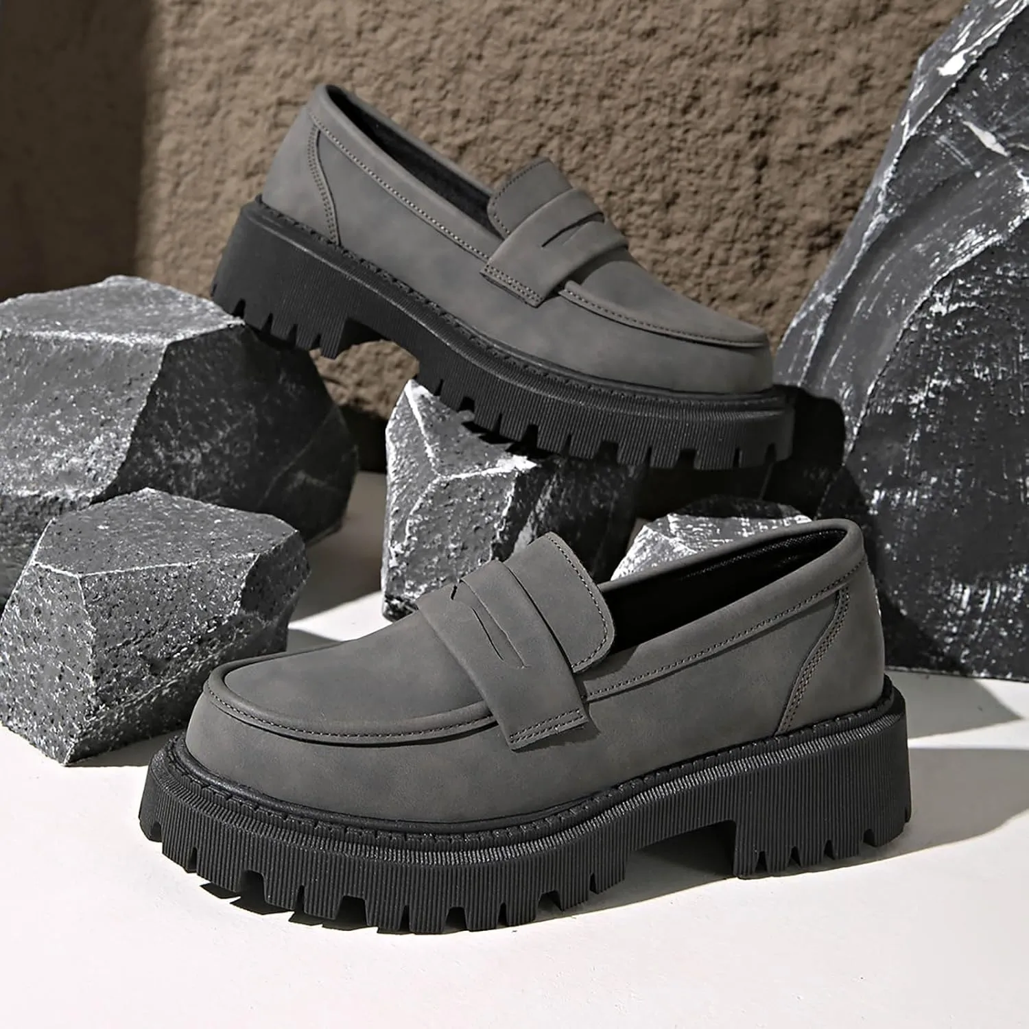 Women Loafers Shoes Comfortable Dress Shoes Platform Leather Shoes Chunky Penny Loafers Wide Oxford Loafers Work Shoe